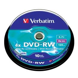Снимка на DVD-R VerbatimW, презаписваем, 4.7 GB, 4x, 10 броя в шпиндел