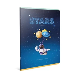 Снимка на Gipta Тетрадка Stars А4, бяла хартия, малки квадратчета, картонена корица, шита, 60 листа