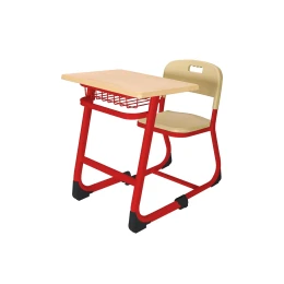 Снимка на Ергономичен чин и стол RFG Study, едноместен, ученически, 63 х 45 х 70 cm, бежов плот, червен метал