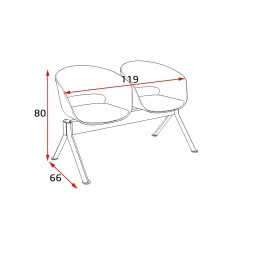 Снимка на Посетителска пейка RFG Simon Black, с 2 места, полипропилен, метална основа
