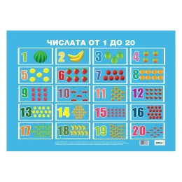 Снимка на Office 1 Ученическо табло ''Цифрите от 1 до 20'', ламинирано, 50 x 70 cm