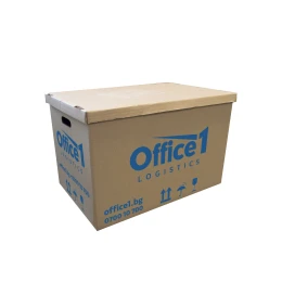 Снимка на Office 1 Кашон, 590 x 390 x 400 mm, с печат Office 1 и капак, кафяв