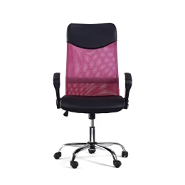 Снимка на Директорски стол Monti HB, текстил, екокожа и меш, Tilt механизъм, до 120 kg, черна седалка, цикламена облегалка