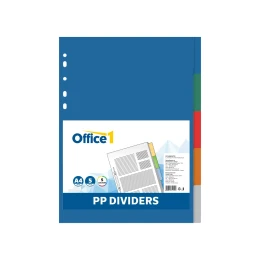 Снимка на Office 1 Разделител, PP, A4, с цветове, 5 броя