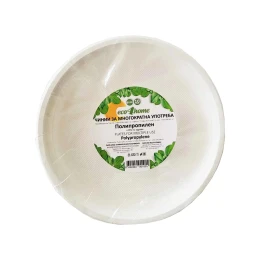 Снимка на Plastic Чинии Eco4Home, полипропилен, 22 cm, бели, 10 броя