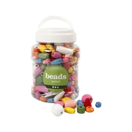 Снимка на Creativ Company Мъниста, дървени, цветни, 466 броя