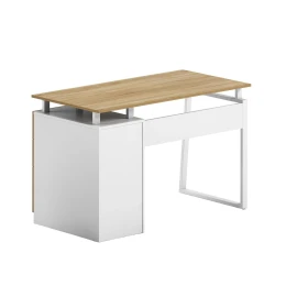 Снимка на Бюро RFG Shape Z, с контейнер, 1200 х 480 х 760 mm, ПДЧ 16 mm, плот дъб сонома, бял метал