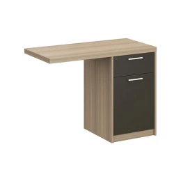 Снимка на Помощен плот с контейнер RFG Milano, 1000 х 480 х 750 mm, ПДЧ, светъл дъб и тъмносиво