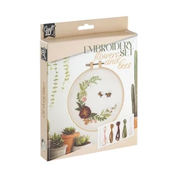 Снимка на Craft ID Комплект за бродиране Цветя и пчели, 15.2 cm