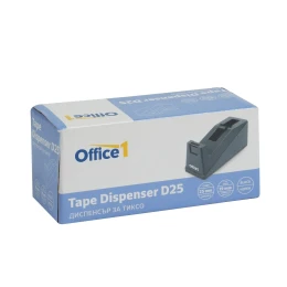 Снимка на Office 1 Диспенсър за тиксо D25, 19 mm/33 m, черен