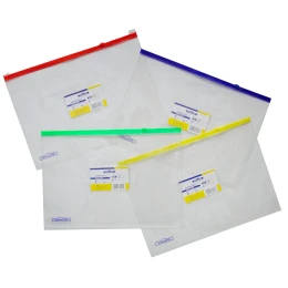 Снимка на Office 1 Папка със син цип и джоб за визитка, А4, прозрачна