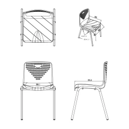 Снимка на Ученически стол RFG Stilo, от V до VIII клас, 380 х 350 х 430 mm, полипропилен, жълт