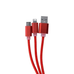 Снимка на Cool Кабел 3 в 1 USB Scolt, Lightning, micro USB и USB type C, червен
