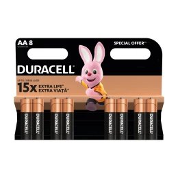 Снимка на Алкална батерия Duracell, AA, LR6, 1.5 V, 8 броя