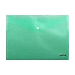 Снимка на Office 1 Папка, А4, с копче, прозрачна, зелена