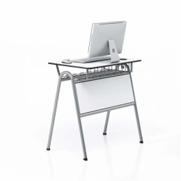 Снимка на Компютърна маса RFG Letme, единична, 700 х 500 х 750 mm, HPL, бял плот, сиви метални крака