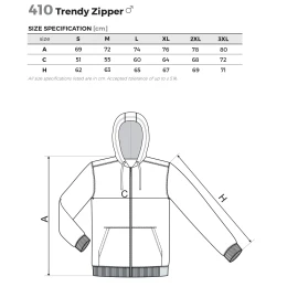 Снимка на Malfini Мъжки суитшърт Zipper 410, поларен, размер XXL, червен