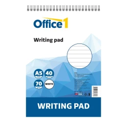 Снимка на Office 1 Пад, A5, широки редове, бели листове, спирала, мека корица, 40 листа