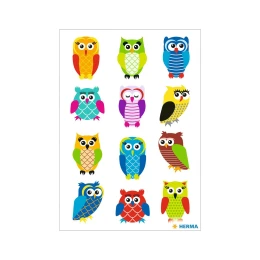 Снимка на Herma Самозалепващи се етикети Бухали, глитер, 1 лист