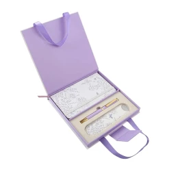 Снимка на Office 1 Подаръчен комплект Pretty, 3 в 1, тефтер А6, химикалка и калъф, в кутия, лилав