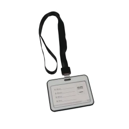 Снимка на KEJEA Бадж, с лента, двулицев, хоризонтален, 85 х 54 mm, черен