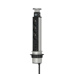 Снимка на Разклонител за вграждане Brennenstuhl, 3 гнезда, 2 x USB Type-A, черен