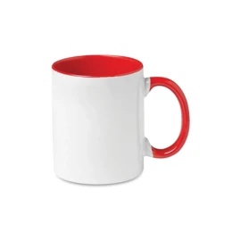 Снимка на BESTSUB Чаша с цветна вътрешност и дръжка, 330 ml, червена, с възможност за персонализация