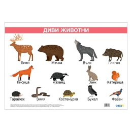 Снимка на Office 1 Ученическо табло ''Диви животни'', ламинирано, 50 x 70 cm, модел 1
