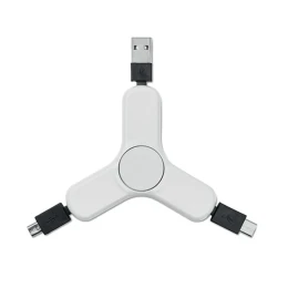 Снимка на Преходник Spincable, USB, micro USB, Type C, бял