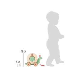 Снимка на Small Foot Играчка за дърпане Охлюв, със сортер, дървен