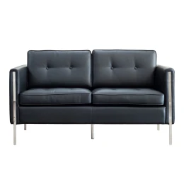 Снимка на Диван RFG Frida, двуместен, екокожа, черна седалка, черна облегалка