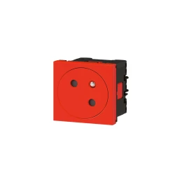 Снимка на Контакт Legrand Mosaic, шуко, 2P+T, 1 гнездо, червен