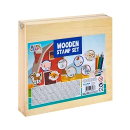 Снимка на Moxy Комплект дървени печати и цветни моливи, в кутия, сини