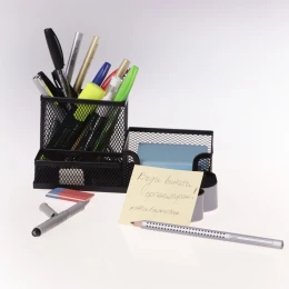 Снимка на Office 1 Органайзер за бюро, с 3 отделения, мрежест, метален, черен