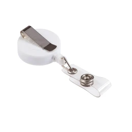 Снимка на Office 1 Ретрактор, ролетен държач за бадж, с клипс, кръгъл, бял, 5 броя в опаковка