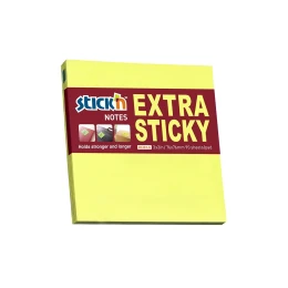 Снимка на Stick'n Самозалепващи се листчета Extra Sticky, 76 x 76 mm, неонови, жълти, 100 листа