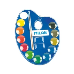 Снимка на Milan Акварелни бои, в палитра, 25 mm, 12 цвята, с включена четка