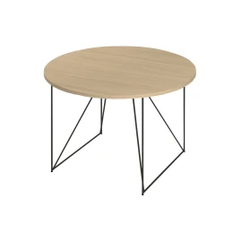 Снимка на Заседателна маса Narbutas Air, 1200 x 1200 x 740 mm, кръгъл плот, ПДЧ 25 mm, меламин избелен дъб, черен метал