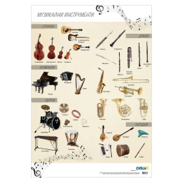 Снимка на Office 1 Ученическо табло ''Музикални инструменти'', 70 x 100 cm