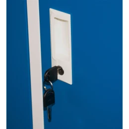 Снимка на Гардероб RFG, метален, двоен, с две врати, 80 х 40 х 120 cm, бял, със сини врати