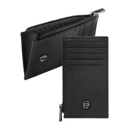 Снимка на Hugo Boss Калъф за карти Saffiano, с 5 отделения, с цип, черен