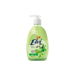 Снимка на Течен сапун Elvi, с помпа, билкови листа, 400 ml, зелен