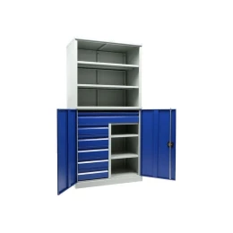Снимка на Шкаф за инструменти ТС1995 102215, метален, 950 х 500 х 1900 mm, синьо-сив
