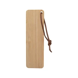 Снимка на Разделител за книга Bookmark, бамбук, с кожена връзка