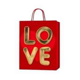 Снимка на Подаръчна торбичка Love, 18 х 23 х 8 cm, златиста