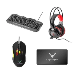 Снимка на Геймърски комплект Wesdar KM12, 4 в 1, клавиатура, мишка, слушалки и пад, USB, 6 бутона на мишката, 104 бутона на клавиатурата, 1.4 m кабел