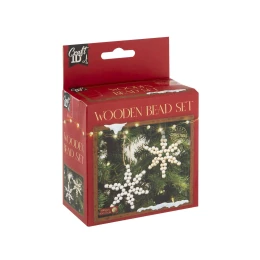 Снимка на Craft ID Комплект мъниста за коледна украса - Звезди, дървени