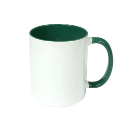 Снимка на BESTSUB Чаша с цветна вътрешност и дръжка, 330 ml, зелена, с възможност за персонализация