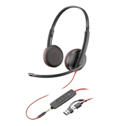Снимка на Слушалки HP Poly Blackwire 3225, 3.5 mm жак и USB Type-C/Type-A адаптер, 100 - 100000 Hz