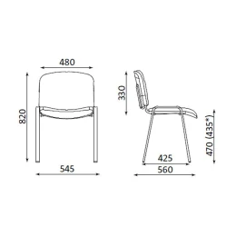 Снимка на Посетителски стол ISO Black, текстил, метална основа, до 120 kg, черен